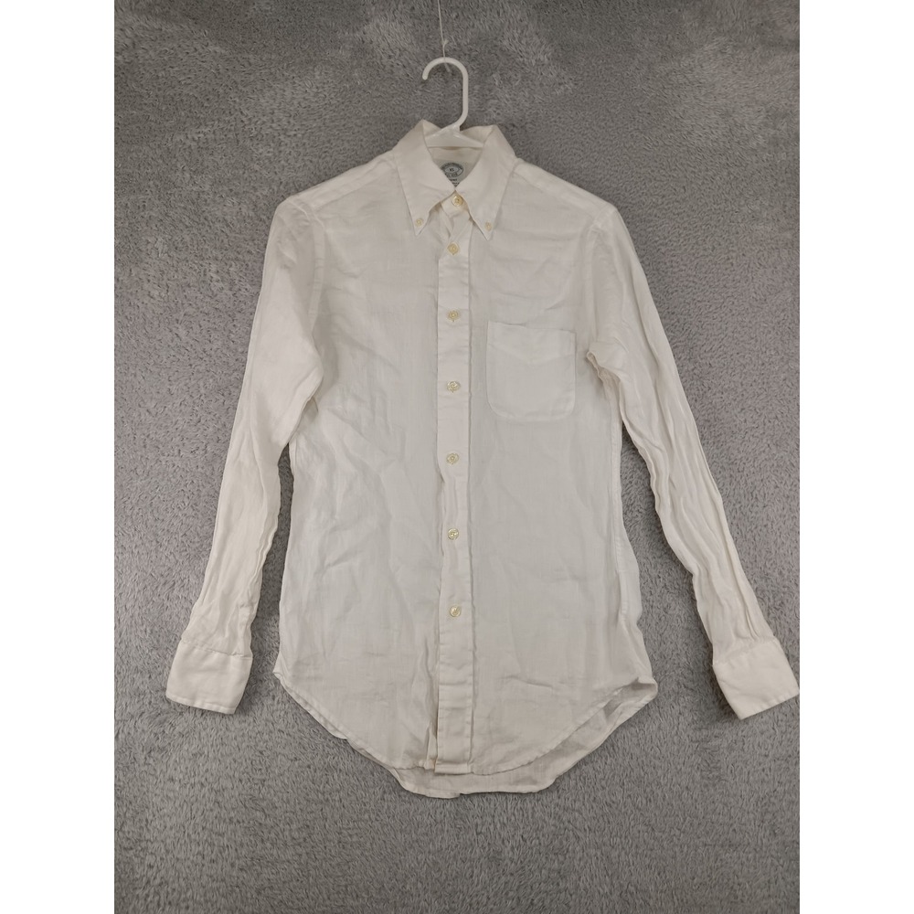 Brooks Brothers Shirt Men XS White Baird McNutt Irish Linen Regent Button Down